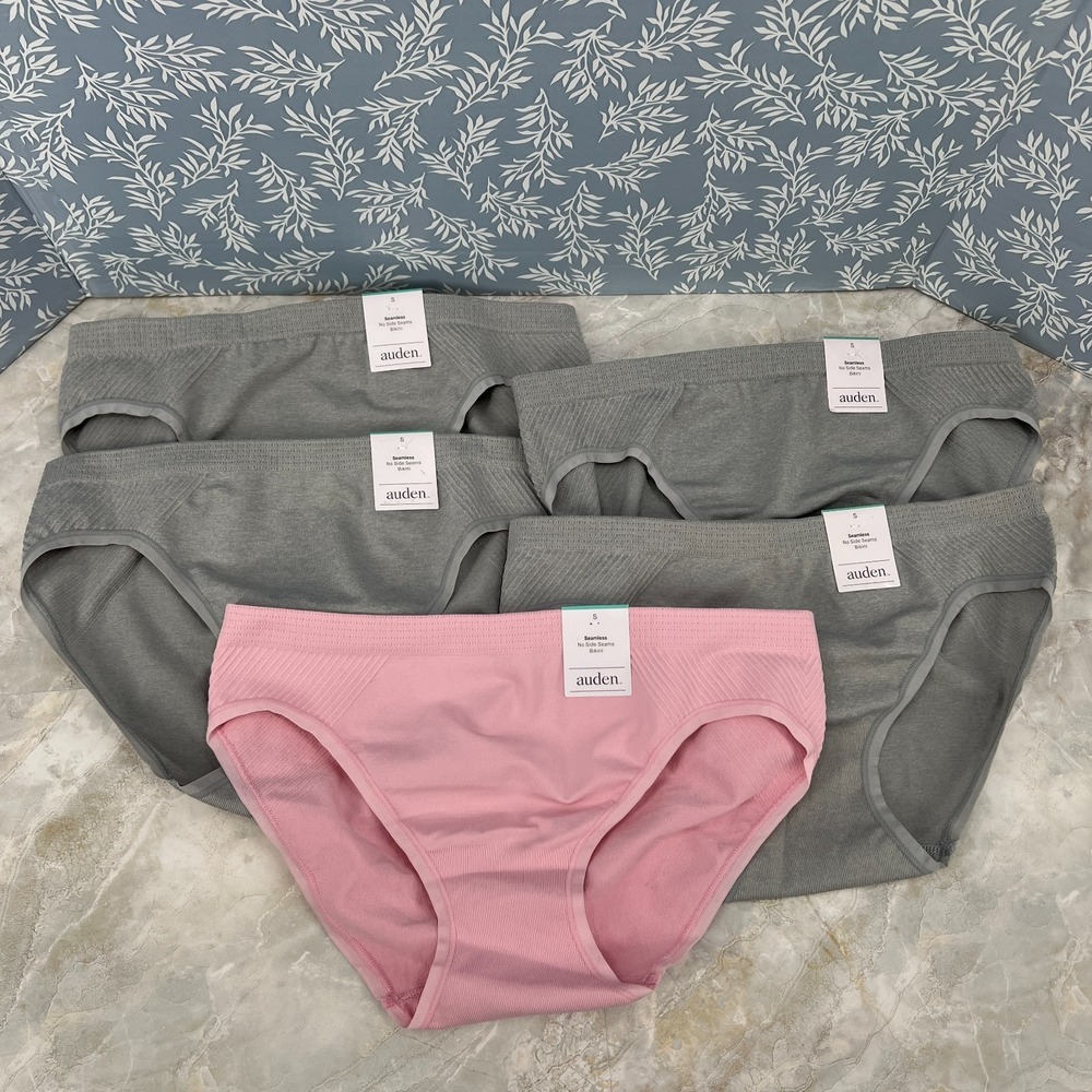 NEW Lot Auden Seamless no side seams bikini underwear grey pink panties 5pr S